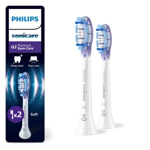 Capete de perie originale Philips Sonicare G3 Premium Gum Care, alb, pachet de 2, HX9052/87