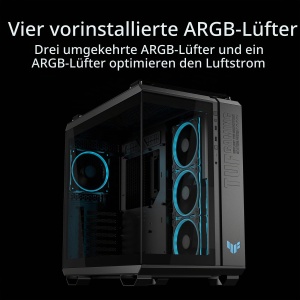 Carcasa PC ASUS TUF Gaming GT502 Horizon TG ARGB Negru, Modulare, cu 4 Ventilatoare ARGB - Img 4
