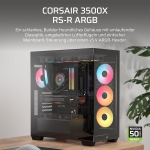 Carcasa PC Corsair 3500X ARGB Mid-Tower, Negru, Panoramic, Cu 3 Ventilatoare - Img 2