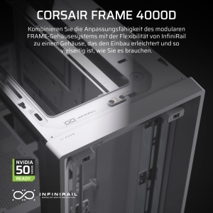 Carcasa PC Corsair Frame 4000D, Mid-Tower, Alb, Modulara, Flux de Aer Ridicat - Img 2