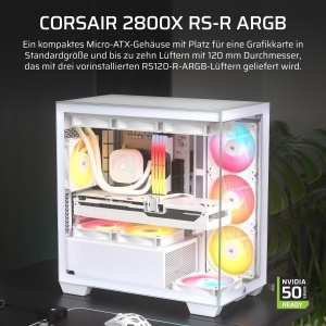 Carcasa PC Micro-ATX CORSAIR 2800X RS-R, Alb, ARGB, 3 ventilatoare - Img 2