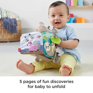 Carte de activitati pentru bebelusi Fisher-Price GJD37, 5 pagini, cu plus si oglinjoara - Img 2