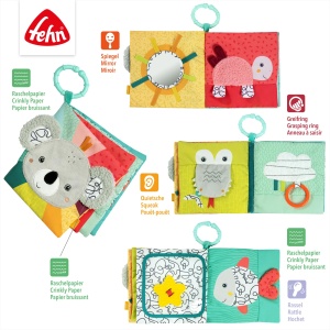 Carte senzoriala pentru bebelusi Fehn Koala 049176 cu sunete si oglinda 17x17 cm - Img 4