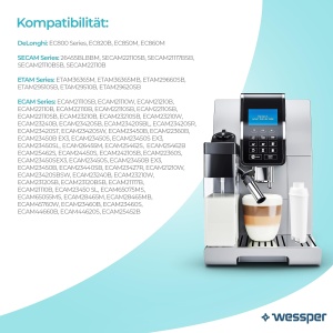 Cartuse de filtrare a apei Wessper Aqua Lunga compatibile cu aparatul de cafea automat Delonghi DLSC002, SER3017 si 5513292811 - ECAM, ESAM, ETAM, SECAM - Pachet de 6 - Img 6