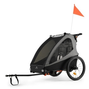 Carucior 2-in-1 Kinderkraft NAVA pentru 2 copii, roti umflate, gri - Img 1