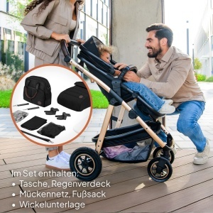 Carucior 2 in 1 LIONELO Amber cu husa si accesorii, pentru nou-nascuti si copii pana la 22 kg - Img 7