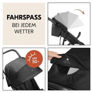 Carucior 3 roti Hauck Rapid 3 Air - pana la 25 kg, cu roti pneumatice, negru - Img 5