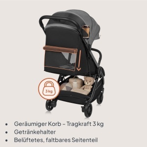 Carucior compact Lionelo Julie Air 75 kg pliere automata protectie LSF50 - Img 8
