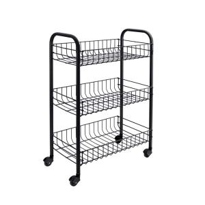 Carucior de bucatarie METALTEX Siena, 3 etaje, otel vopsit, negru, 41 x 23 x 63 cm - Img 2