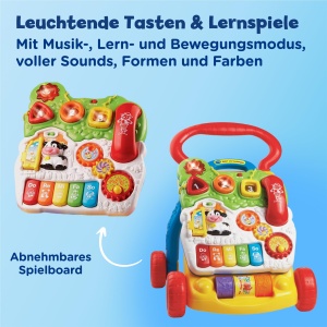 Carucior de joaca VTech 80-077066, interactiv, roz, cu jocuri si muzica - Img 5