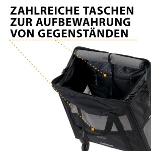 Carucior Ferplast Dog Crate Voyager Cutie de transport pisici Geanta pentru caini maner extensibil curele reglabile deschidere larga roti detasabile m - Img 3