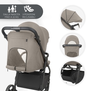 Carucior KikkaBoo Urban pliabil pana la 22 kg roti EVA Beige - Img 8
