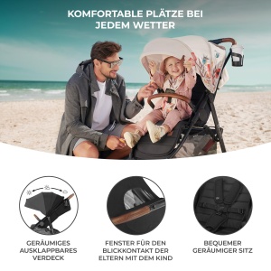 Carucior Kinderkraft GRANDE PLUS, pentru copii de la nastere pana la 22 kg, negru - Img 6