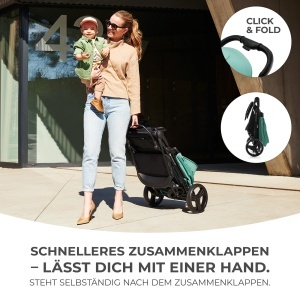 Carucior Kinderkraft RINE, capacitate 22 kg, pliabil, cu protectie UV, roz - Img 3