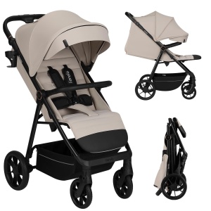 Carucior LIONELO IVA pentru copii 0-4 ani, 22 kg, cu roti PU si copertina XXL