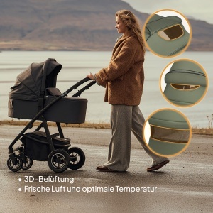Carucior multifunctional Lionelo Amber Plus 2-in-1 pentru copii 0-4 ani roti 360deg spatar reglabil accesorii incluse - Img 6