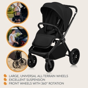 Carucior multifunctional Lionelo Mika Plus 2-in-1 0-48 luni roti PU 360deg XXL-verdea UPF 50 - Img 5