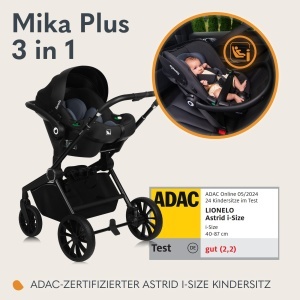 Carucior multifunctional Lionelo Mika Plus 3-in-1 0-48 luni 22 kg amortizare roti 360deg XXL-verdeac UPF 50 - Img 3