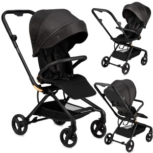 Carucior pentru copii MoMi ADELLE, culoare aurie, rotire 360, greutate maxima 22 kg - Img 3