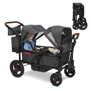 Carucior pentru copii Radio Flyer Voya, 2 locuri, cu umbrele, pliabil