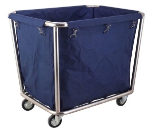 Carucior pentru rufe HENDI cu sac detasabil, 4 roti, din inox