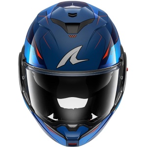 Casca moto SHARK OXO MEKARIUM, Polycarbonat, Visor mare, Albastru-Crom-Portocaliu - Img 3