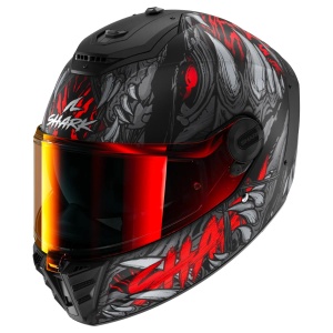 Casca moto SHARK SPARTAN RS SHAYTAN Negru Mat cu Detalii Rosii, M