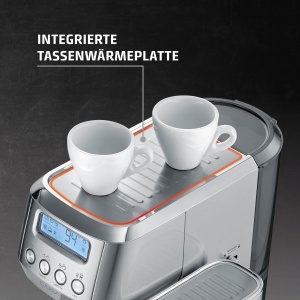 CASO Espresso Gourmet Latte - Rezultatul testului Very Good, aparat portafiltru cu recipient de lapte integrat, pompa ULKA de 20 bari, placa de incalzire a cestilor, 1 sau 2 cani, argintiu, otel inoxidabil - Img 9