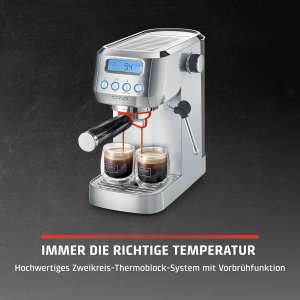 CASO EspressoGourmet Crema - Aparat de portafiltru, espressor, cu spumant de lapte, espresso, cappuccino, portafiltru din otel inoxidabil, pompa ULKA de 20 bari, aparat de cafea pudra de cafea, tampoane ESE - Img 7