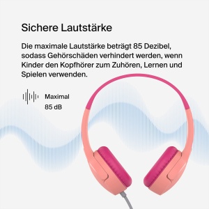 Casti audio Belkin Sound Form Mini pentru copii, roz, cu microfon, 3.5mm - Img 2