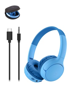 Casti audio Belkin SoundForm Mini 2, Bluetooth, 55h autonomie, protectie auz, albastru
