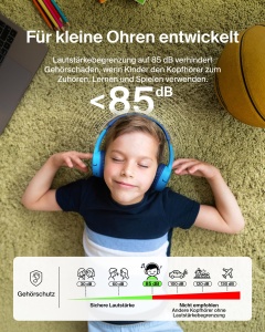 Casti audio Belkin SoundForm Mini, wireless, cu microfon, protectie auz, albastru - Img 3