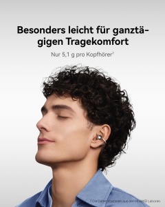 Casti audio HUAWEI FreeClip 2 S, Wireless, 5.1 g, Argintii - Img 2