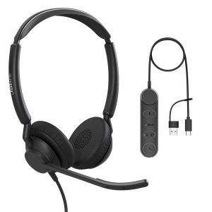Casti audio Jabra Engage 50II Stereo cu 3 microfoane, cablu, noise cancelling