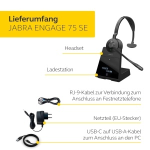 Casti audio Jabra Engage 75 SE Mono cu microfon optimizat, wireless, raza 150m - Img 7