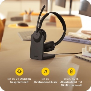 Casti audio Jabra Evolve3 45 wireless cu microfon, USB-C, confort sporit - Img 9