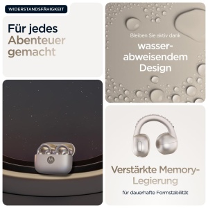 Casti audio Motorola Moto Buds Loop cu sunet Bose, incarcare wireless, Swarovski, French Oak - Img 6