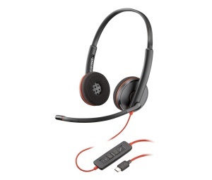 Casti audio Poly Blackwire C3220 USB-CA, binaurale, cu microfon noise cancelling, negru