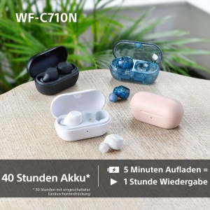 Casti audio Sony WF-C710N, Noise Cancelling, 40h autonomie, Albastru de sticla - Img 6