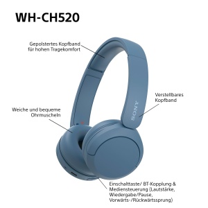 Casti audio Sony WH-CH520, Bluetooth, 50 ore autonomie, albastru - Img 8