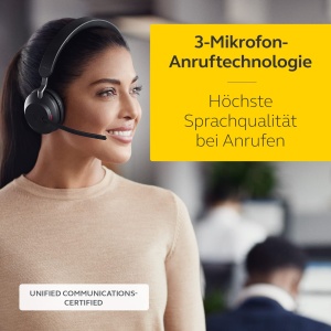 Casti fara fir pentru PC Jabra Evolve2 65 - Casti mono certificate UC cu anulare a zgomotului cu baterie de lunga durata - Adaptor Bluetooth USB-A - Negru - Img 2