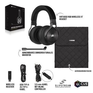 Casti gaming Corsair Virtuoso RGB Wireless XT Bluetooth Dolby Atmos Slate - Img 6