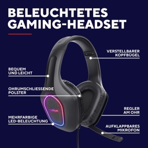 Casti Gaming Trust GXT 419 Rayne LED Multicolor Driver 50 mm Over-Ear Negru - Img 2