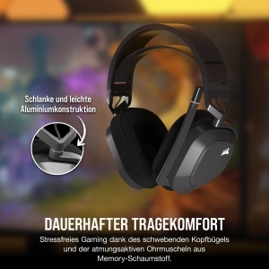Casti gaming wireless Corsair HS80 MAX Dolby Atmos Bluetooth gri otel - Img 4