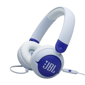 Casti JBL Junior 320 On-Ear pentru copii volum limitat 85 dB microfon integrat albastru