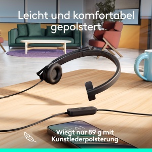 Casti Logitech H570e USB cu Microfon Mono Noise Cancelling Certificat Microsoft Teams Negru - Img 5