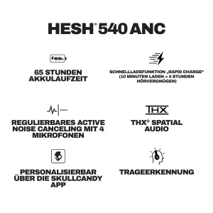 Casti Skullcandy Hesh 540 ANC Bluetooth Over-Ear Negru Noise Cancelling - Img 10