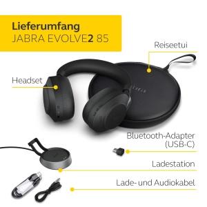Casti wireless Jabra Evolve2 85 cu functie Noise Cancelling MS Teams Negru - Img 2