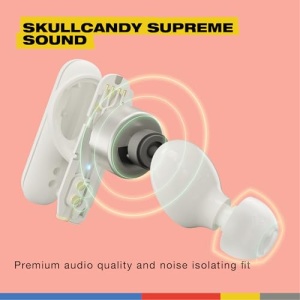 Casti wireless Skullcandy Smokin Buds autonomie 20 ore materiale sustenabile microfon portocaliu - Img 4