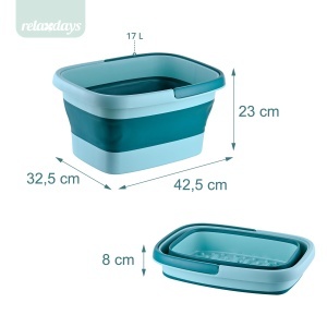 Cazi pentru picioare pliabila Relaxdays, 17 litri, turcoaz, cu maner - Img 4